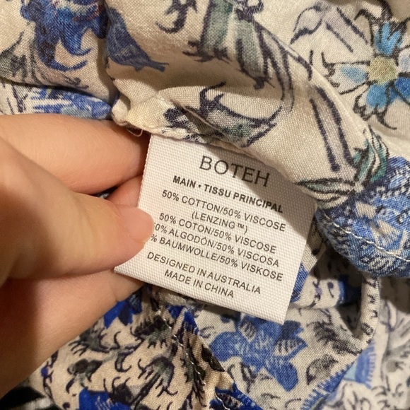 Boteh / Lazuli Smock Top neutral floral puff sleeve Blue 1 small 4 - Picture 12 of 12